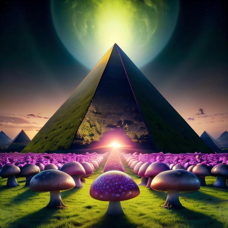 00257-813094610-masterpiece, intricate photo, field of giant pink mushrooms, gloomy green pyramid with shiny sleek sides in the wasteland by nig.jpg